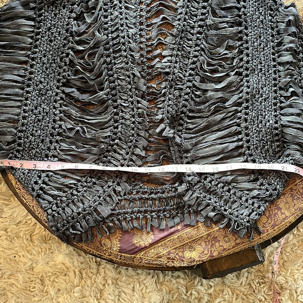 Cartise Black & White stripe Crochet Unique Bohemian Open Cardigan Size Medium - Picture 8 of 15